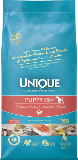 Unique Puppy Medium&Large Somon&Hamsili Köpek Maması 15Kg