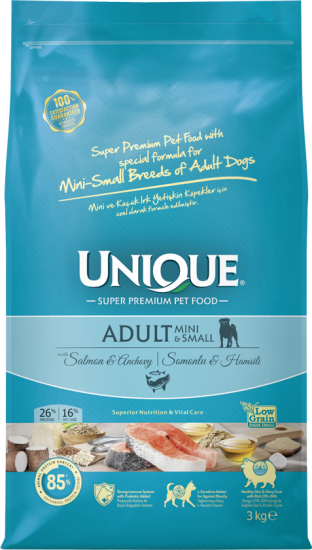 Unique Adult Mini&Small Somon ve Hamsili Köpek Maması 3Kg