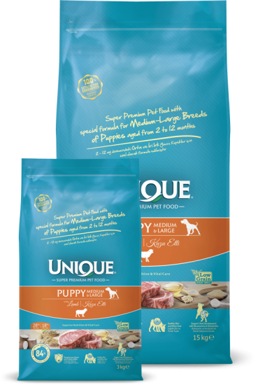 Unique Puppy Medium&Large Kuzu Etli Köpek Maması 15Kg