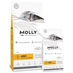 Molly Adult Chicken & Anchovy Hairball Control Tavuk Etli ve Hamsili Tahılsız Yetişkin Kedi Maması 15 Kg